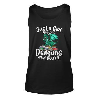 Just A Girl Who Loves Dragons And Books Reading Dragon Unisex Tank Top | Mazezy
