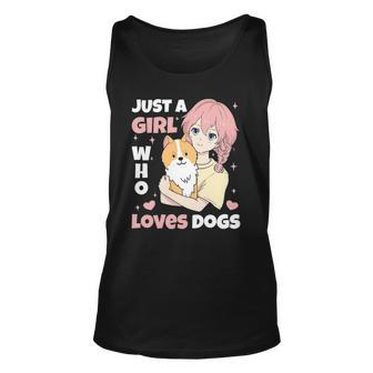 Just A Girl Who Loves Dogs Cute Corgi Lover Outfit & Apparel Tank Top | Mazezy UK