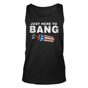 Just Here To Bang Funny Fireworks 4Th Of July Boys Men Kids Unisex Tank Top - Seseable