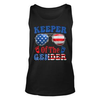 Keeper Of The Gender 4Th Of July Baby Gender Reveal Unisex Tank Top | Mazezy