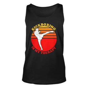 Kickboxing Is My Therapy Funny Kickboxing Unisex Tank Top | Mazezy