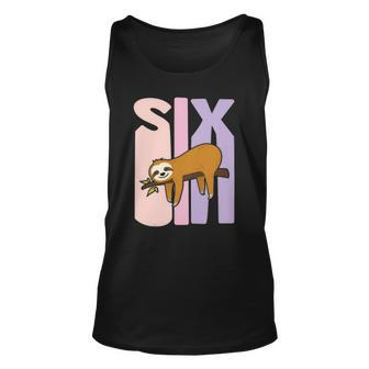 Kids 6 Years Old Cute Sloth Birthday Girl 6Th B-Day Unisex Tank Top | Mazezy