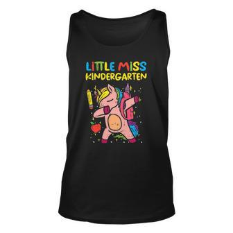 Kids Little Miss Kindergarten Dab Unicorn First Day Of Girls Tank Top | Mazezy