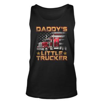 Kids Semi Truck Boys Gift Daddys Little Trucker Fathers Day Unisex Tank Top - Seseable