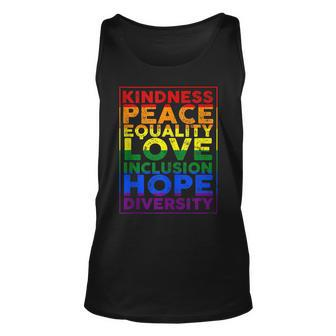 Kindness Equality Love Lgbtq Rainbow Flag Gay Pride Ally V2 Unisex Tank Top - Thegiftio UK