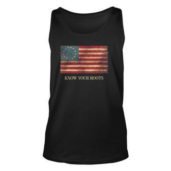 Know Your Roots Betsy Ross 1776 Flag Unisex Tank Top | Mazezy