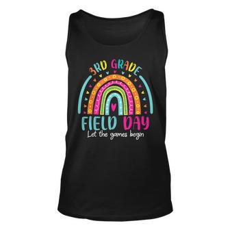 Let The Game Begin Happy Field Day Retro Rainbow 3Rd Grade Unisex Tank Top - Thegiftio UK