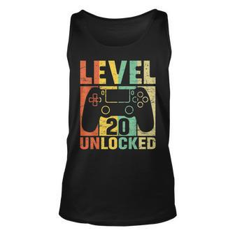 Level 20 Unlocked Video Game 20Th Birthday Gift Retro Unisex Tank Top - Seseable
