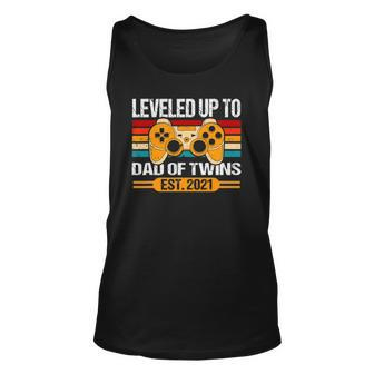 Leveled Up To Dad Of Twins Est 2021 Promoted Daddy Gamer Unisex Tank Top | Mazezy
