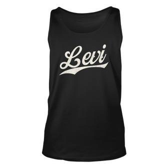 Levi Name Retro Vintage Levi Given Name Distressed Unisex Tank Top | Mazezy
