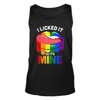 Lgbtq I Licked It So Its Mine Rainbow Lips Gay Pride Unisex Tank Top - Thegiftio UK