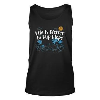 Womens Life Is Better In Flip Flops Beach Lover Summer Beach Bum Tank Top | Mazezy