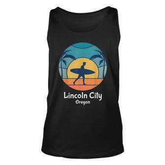 Lincoln City Oregon Surfing Surfer Vintage Sunset Surf Beach Unisex Tank Top - Seseable