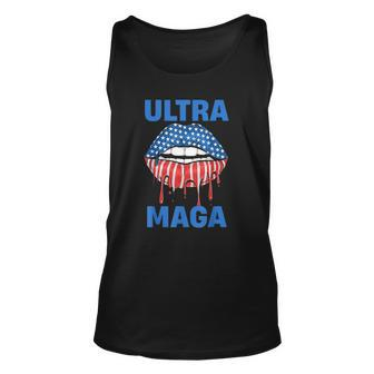 Lips American Flag Ultra Maga 2022 Lips Drip Unisex Tank Top | Mazezy