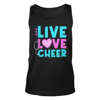 Live Love Cheer Funny Cheerleading Lover Quote Cheerleader V2 Unisex Tank Top - Seseable
