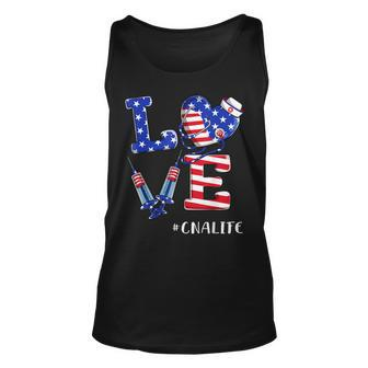 Love Cna Life Nurse 4Th Of July American Flag Patriotic Unisex Tank Top - Seseable