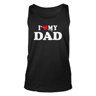 I Love My Dad With Heart Fathers Day Wear For Kids Boy Girl Tank Top | Mazezy