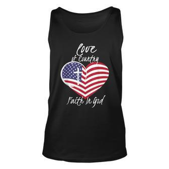Love Of Country Faith In God Funny Christian 4Th Of July Unisex Tank Top - Seseable