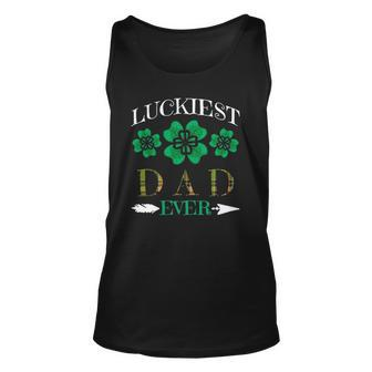 Lucky Dad Luckiest Dad Father On St Patricks Day Unisex Tank Top | Mazezy
