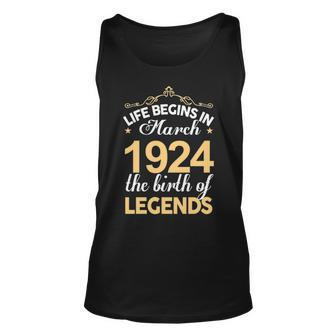 March 1924 Birthday Life Begins In March 1924 V2 Unisex Tank Top - Seseable