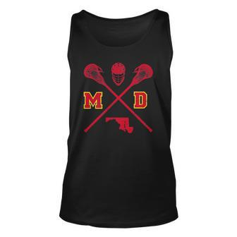 Maryland Lacrosse Vintage Md Lax Weathered Unisex Tank Top | Mazezy