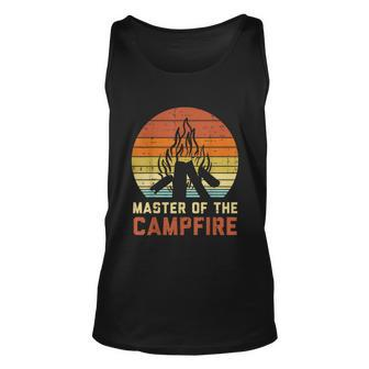 Master Of The Campfire Sunset Retro Bonfire Camping Camper Unisex Tank Top - Monsterry