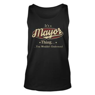 Mayor Shirt Personalized Name Gifts T Shirt Name Print T Shirts Shirts With Name Mayor Unisex Tank Top - Seseable