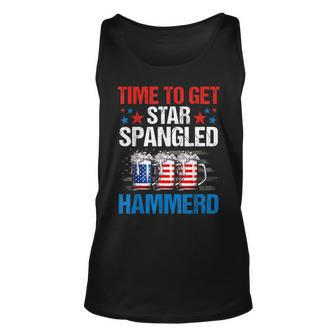 Mb35 Time To Get Star Spangled Hammered 4Th July Beer Lover Unisex Tank Top - Seseable