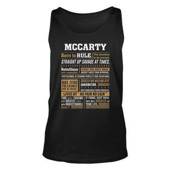 Mccarty Name Gift Mccarty Born To Rule Unisex Tank Top - Seseable