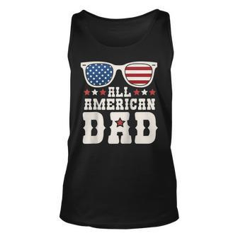 Mens All American Dad Usa Flag Fathers 4Th Of July Day Funny Gift Unisex Tank Top - Seseable