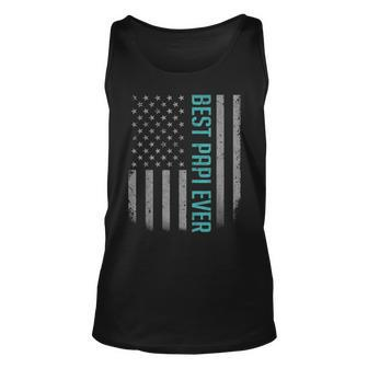 Mens American Flag Dad Gift For Fathers Day Best Papi Ever Unisex Tank Top - Seseable
