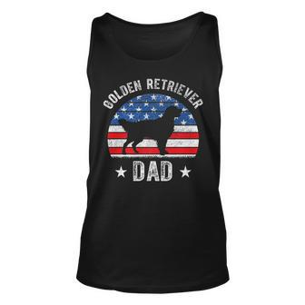Mens American Flag Golden Retriever Dad 4Th Of July Fathers Day Unisex Tank Top - Seseable