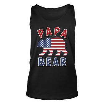 Mens American Flag Papa Bear 4Th Of July Usa Patriotic Dad V2 Unisex Tank Top - Seseable