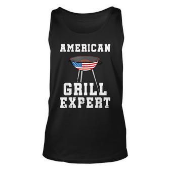 Mens American Grill Expert Dad Fathers Day Bbq 4Th Of July Unisex Tank Top - Seseable