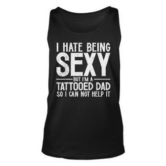 Mens Awesome Dads Have Tattoos And Beards Fathers Day V2 Unisex Tank Top - Seseable