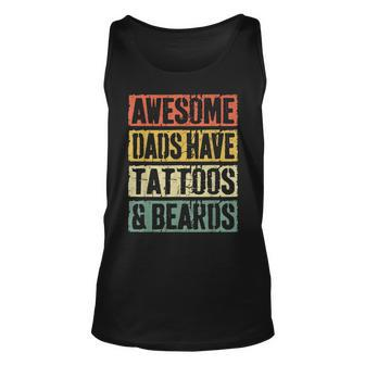 Mens Awesome Dads Have Tattoos And Beards Fathers Day V3 Unisex Tank Top - Seseable
