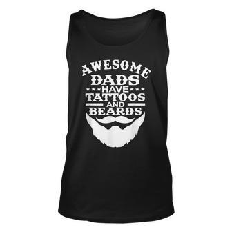 Mens Awesome Dads Have Tattoos And Beards Fathers Day V3 Unisex Tank Top - Seseable