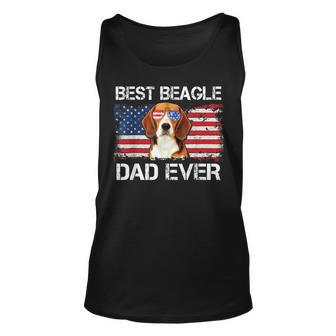 Mens Best Beagle Dad Ever American Flag Fathers Day 4Th Of July Unisex Tank Top - Seseable