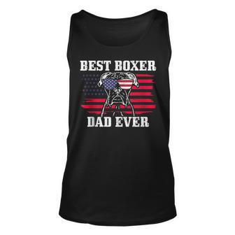 Mens Best Boxer Dad Ever Dog Patriotic 4Th Of July American Flag V2 Unisex Tank Top - Seseable