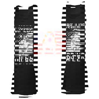 Mens Best Bulldog Dad Ever American Flag 4Th Of July Fathers Day Unisex Tank Top | Seseable CA