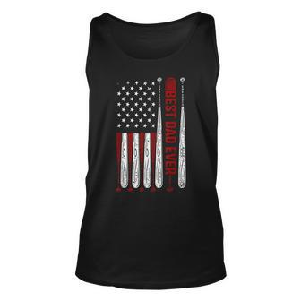 Mens Best Dad Coach Ever Baseball American Flag 4Th Of July Unisex Tank Top - Seseable
