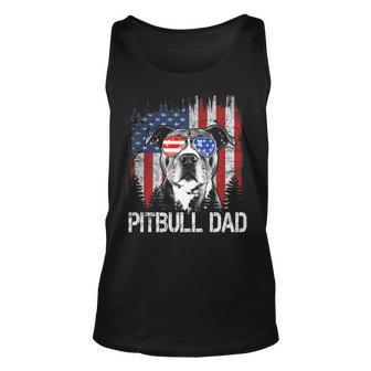 Mens Best Pitbull Dad Ever American Flag 4Th Of July Fathers Day Unisex Tank Top - Seseable