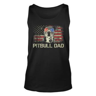 Mens Best Pitbull Dad Ever Patriotic American Flag 4Th Of July V2 Unisex Tank Top - Seseable