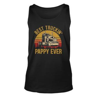 Mens Best Truckin Pappy Ever Big Rig Trucker Fathers Day Unisex Tank Top | Mazezy