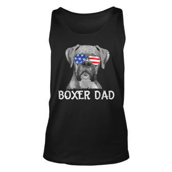 Mens Boxer Dad American Flag Patriotic Dog Lover 4Th Of July Unisex Tank Top - Seseable