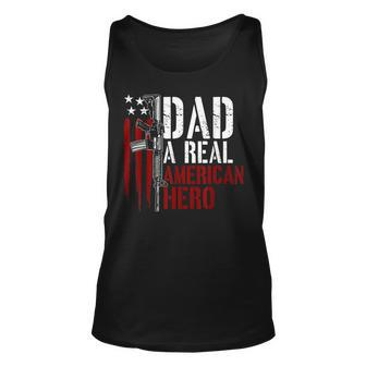 Mens Dad A Real American Hero Daddy Gun Rights Ar-15 4Th Of July Unisex Tank Top - Seseable