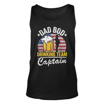 Mens Dad Bod Drinking Team Captain American Flag 4Th Of July Beer Unisex Tank Top - Seseable