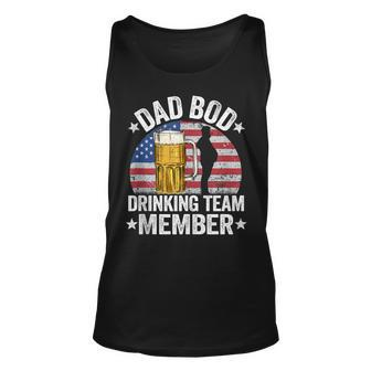 Mens Dad Bod Drinking Team Member American Flag 4Th Of July Beer Unisex Tank Top - Seseable