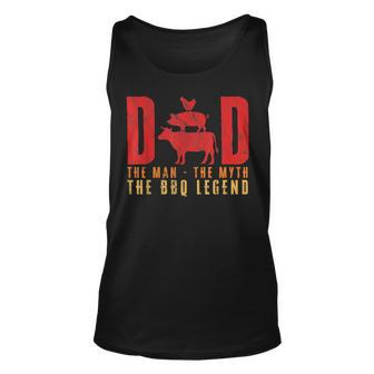 Mens Dad The Man The Myth The Bbq Legend Funny Grilling Father Unisex Tank Top - Thegiftio UK