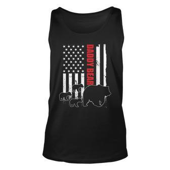 Mens Daddy Bear With 3 Cubs American Flag Daddy Bear Triplets Unisex Tank Top - Seseable